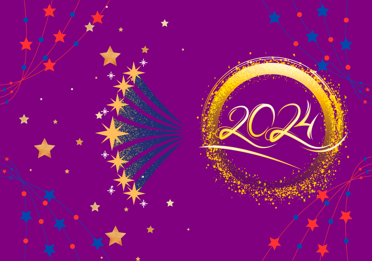 Happy New Year 2024 Lavender & Gold