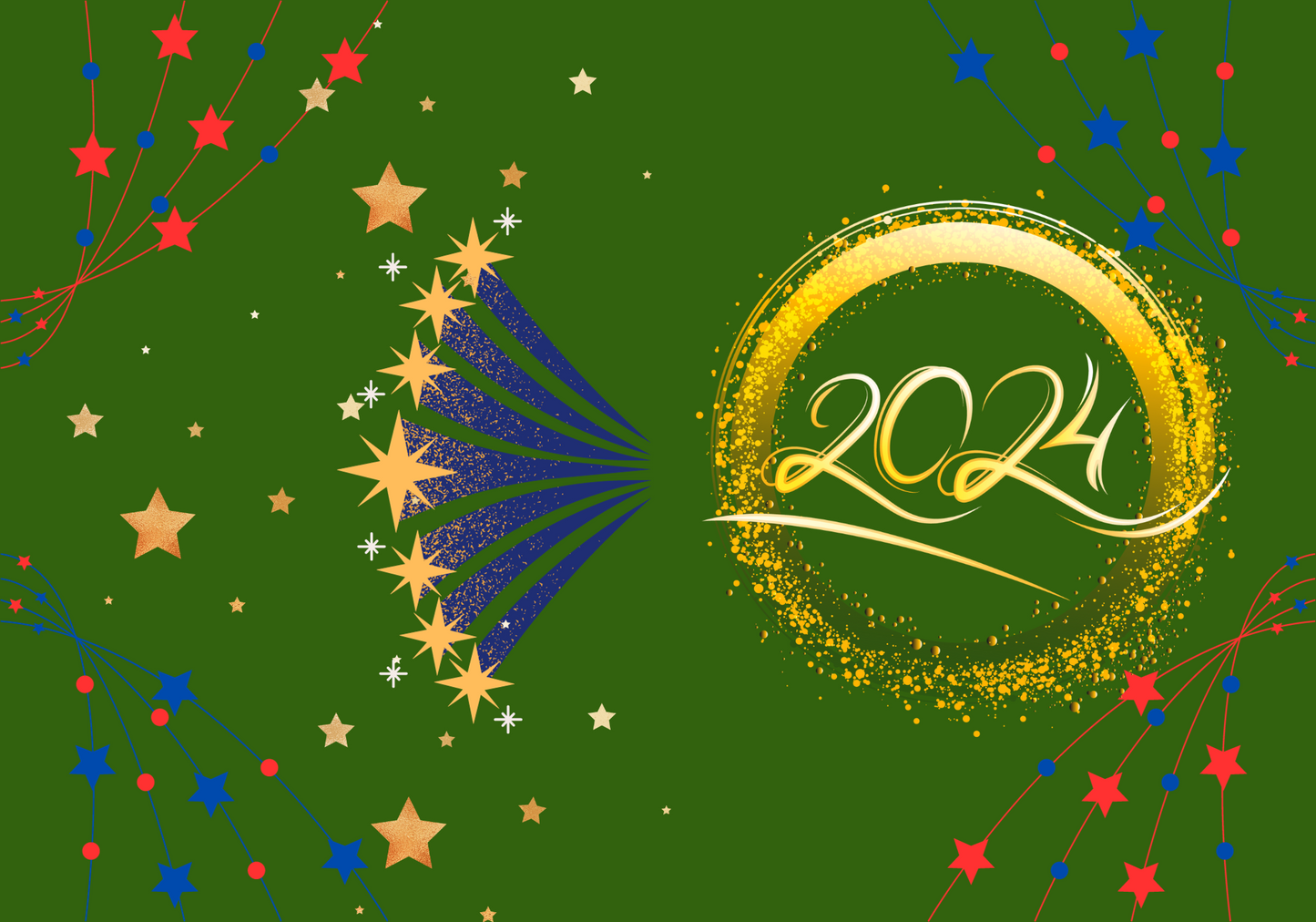 Happy New Year 2024 Dark Green & Gold